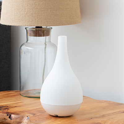SERENE HOUSE<sup>&reg;</sup> Ultrasonic Aroma Diffuser - This electric aromatherapy diffuser offers a new way to fill your space with the scents you love, up to 300 sq. ft. Simply add water and the essential oil of your choice (not included) then turn it on.  Features white base and glass cover, 8 hours continuous mode, 16 hours intermittent mode, timer control, automatic shut off, and 7 soft changing LED colors.